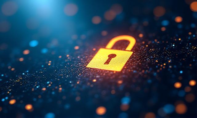 Close up of a digital screen showing data protection symbols and compliance nodes